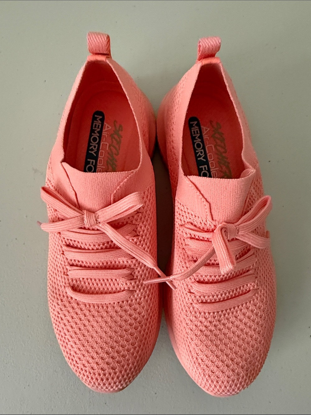 Skechers Coral Pink Knit Slip-On Athletic Sneakers
